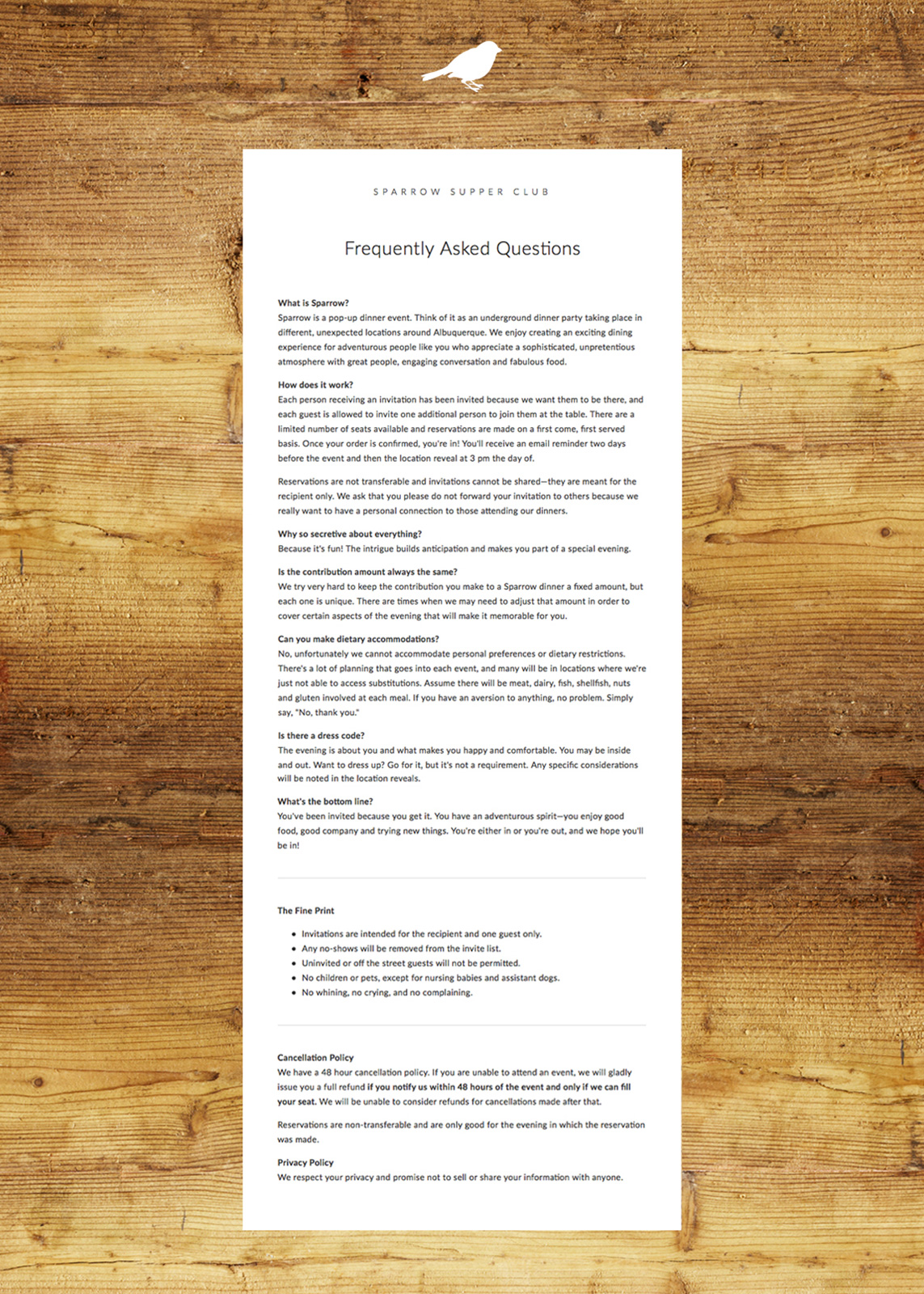 Sparrow FAQ page