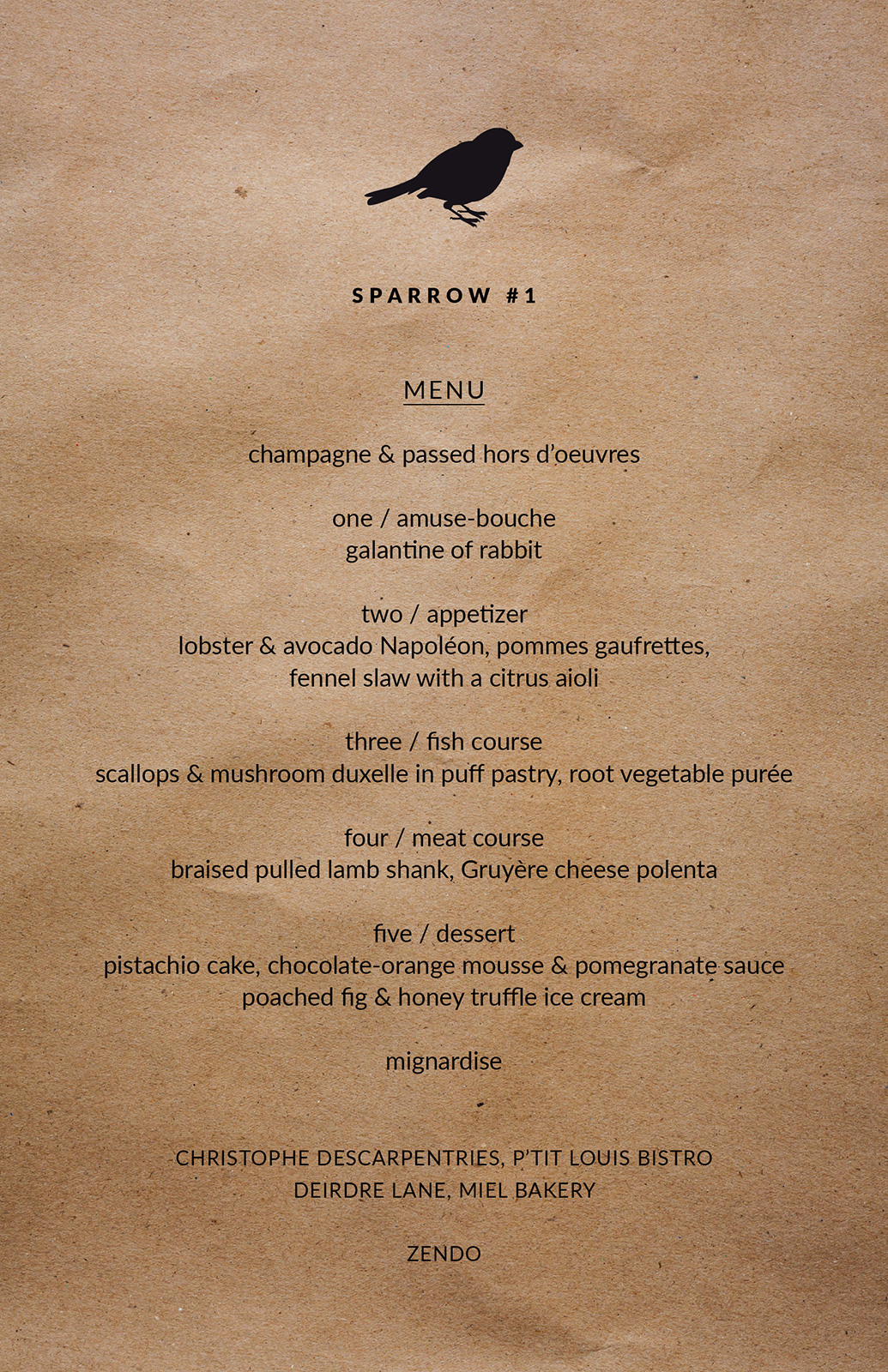 Sparrow menu